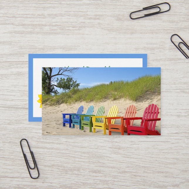 Rainbow Adirondack Beach Chairs Business Card (Front/Back In Situ)