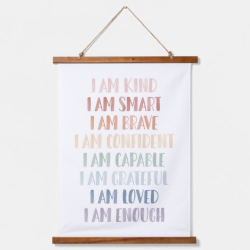 Rainbow Affirmations for Kids Nursery Decor Hanging Tapestry