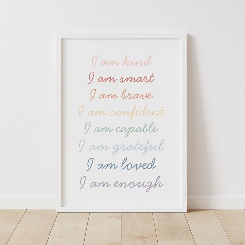 Rainbow Affirmations for Kids Poster