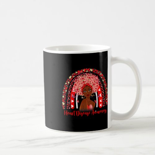 Rainbow Afro Black Womens Heart Disease Awareness  Coffee Mug