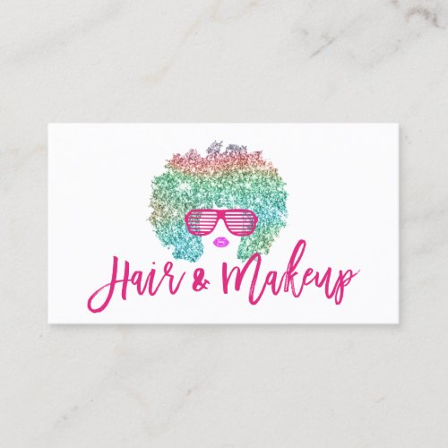 Rainbow Afro Hair Girl Sunglasses Fashion Stylist Business Card