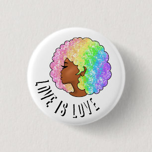 rainbow afro LGBTQ love is love pride black girl Button