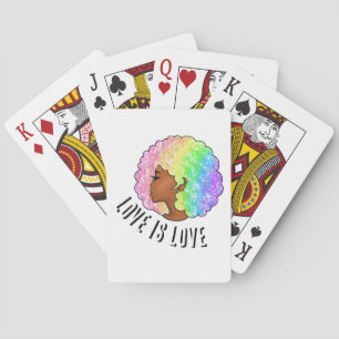rainbow afro LGBTQ love is love pride black girl Poker Cards