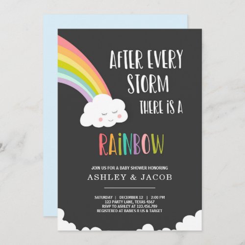Rainbow After a Loss Boy Baby Shower Invitation