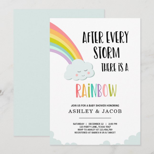 Rainbow After a Loss Boy Baby Shower Invitation (Front/Back)