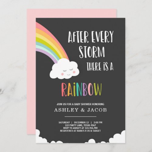 Rainbow After a Loss Girl Baby Shower Invitation