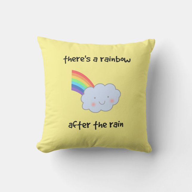 Rainbow after Rain Smiling Cloud  Outdoor Pillow (Front)