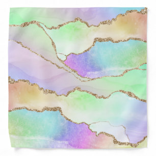 Rainbow Agate and Gold Glitter Bandana