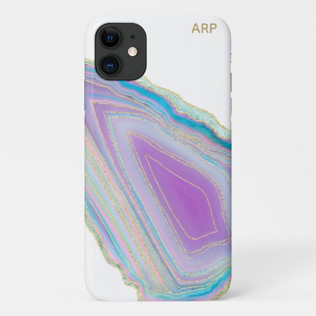 *~* Rainbow Agate Gold Glitter Pastel Case-Mate iPhone Case (Back)