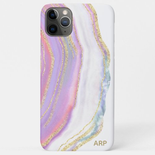  Rainbow Agate Gold Glitter Pastel Pink iPhone 11 Pro Max Case