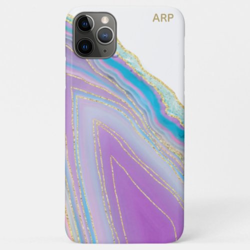  Rainbow Agate _  Gold Glitter Veins Pastel iPhone 11 Pro Max Case
