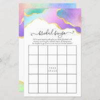 Rainbow Agate Stone Bridal Shower Bingo