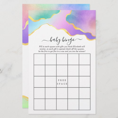 Rainbow Agate Stone Bridal Shower Bingo