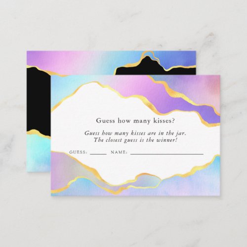 Rainbow Agate Stone Bridal Shower Kissing Game Enclosure Card