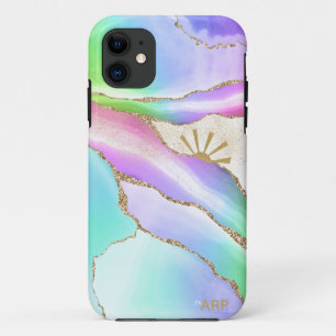 *~* Rainbow Agate Sun Gold Star Dust Pastel iPhone 11 Case