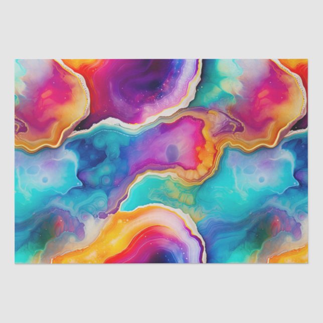 Rainbow Agate | Vibrant Abstract Stone Pattern Tissue Paper (Front)