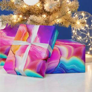 Rainbow Agate   Vibrant Abstract Stone Pattern Wrapping Paper