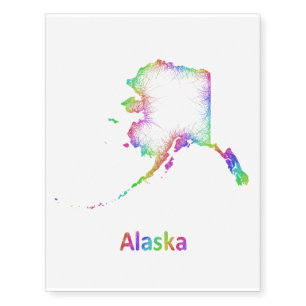 Rainbow Alaska map Temporary Tattoos