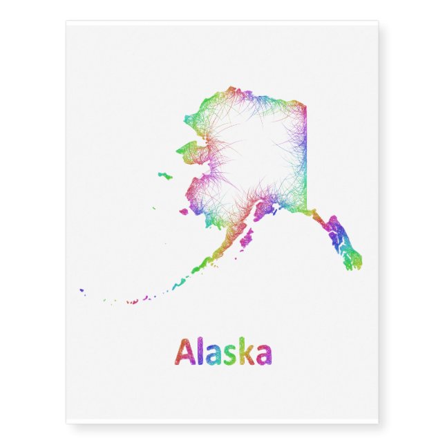 Rainbow Alaska map Temporary Tattoos (Front)