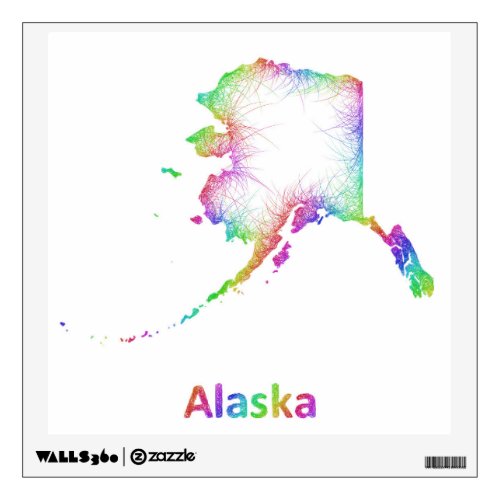 Rainbow Alaska map Wall Decal