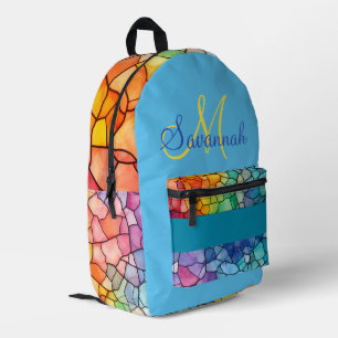 Rainbow Alcohol and Ink, Geometric Shapes Printed Backpack