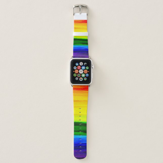 Rainbow Alcohol Ink Abstract Apple Watch Band (Front)