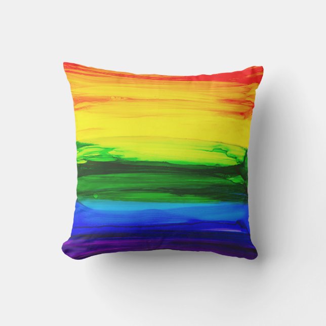 Rainbow Alcohol Ink Abstract Outdoor Pillow (Front)