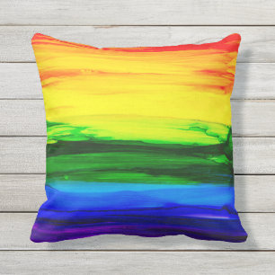 Rainbow Alcohol Ink Abstract Outdoor Pillow