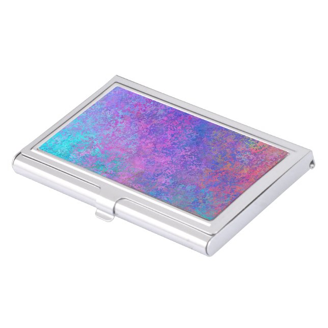 Rainbow Alcohol Ink, Bright Colorful Abstract Business Card Case (Front)