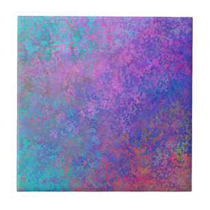 Rainbow Alcohol Ink, Bright Colorful Abstract Ceramic Tile