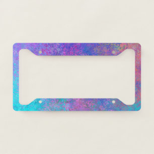 Rainbow Alcohol Ink, Bright Colorful Abstract License Plate Frame