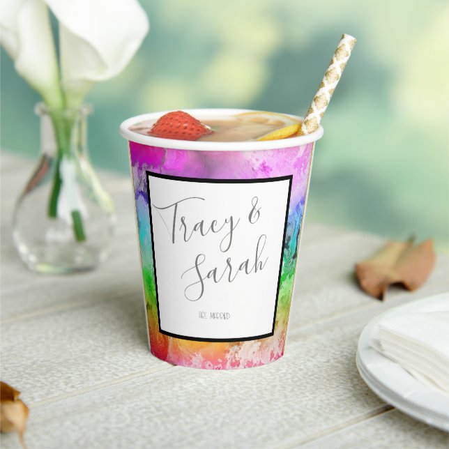 Rainbow Alcohol Ink Watercolor  Paper Cups (Insitu)