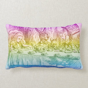 Rainbow Alice in Wonderland Mad Tea Party Lumbar Pillow