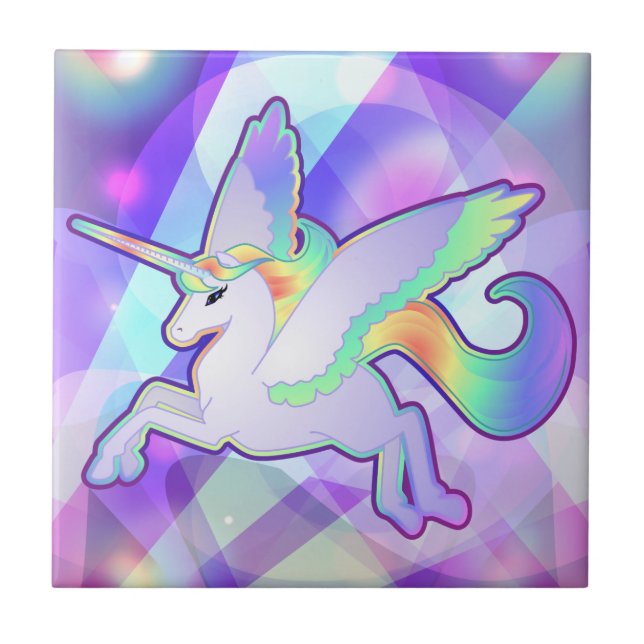Rainbow Alicorn Ceramic Tile (Front)