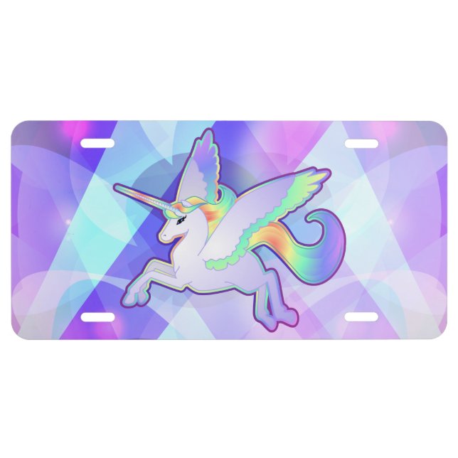 Rainbow Alicorn License Plate (Front)