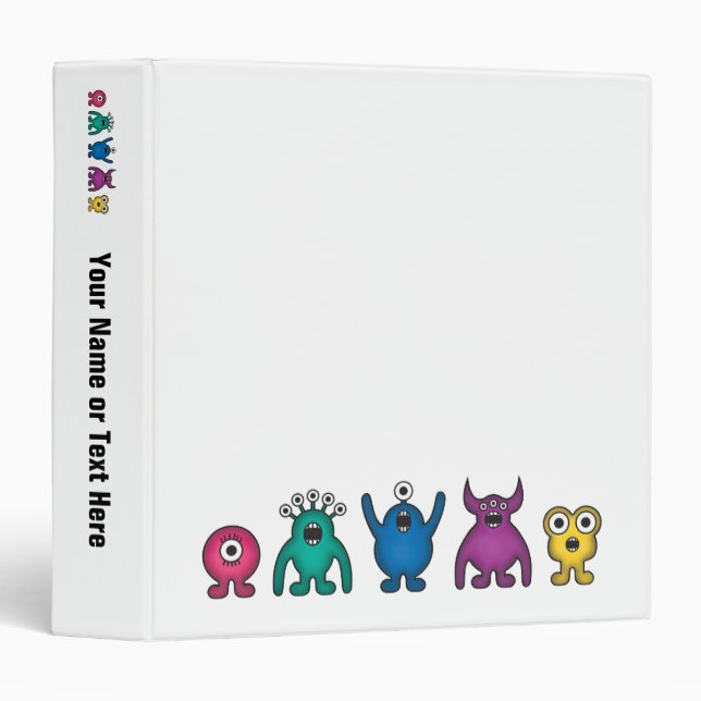 Rainbow Alien Monsters 3 Ring Binder (Front/Spine)