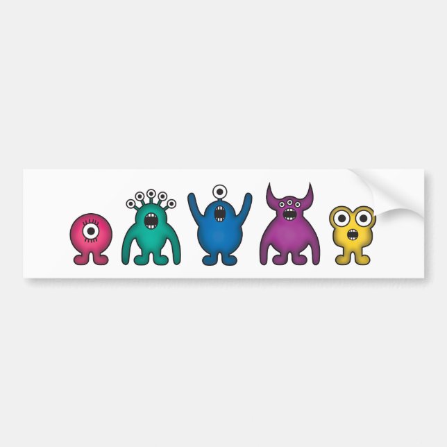 Rainbow Alien Monsters Bumper Sticker (Front)