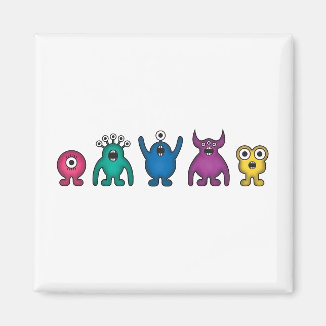 Rainbow Alien Monsters Magnet (Front)