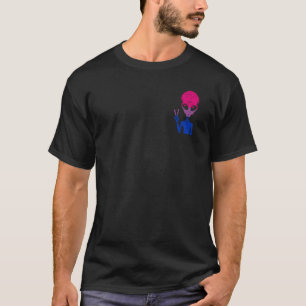 Rainbow Alien Peace Sign Bisexual LGBT-Q Gay Pride T-Shirt