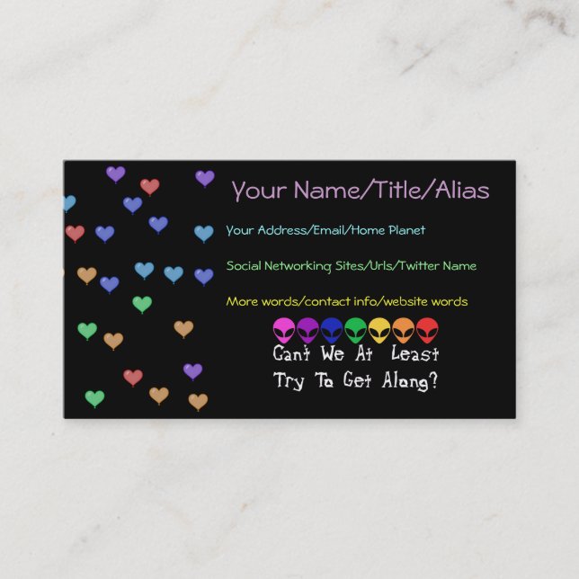 Rainbow Aliens Business Card (Front)