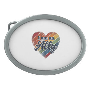 Rainbow Ally Heart Vector Shirt Design_1 Belt Buckle