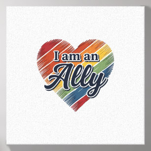 Rainbow Ally Heart Vector Shirt Design_1 Canvas Photo Tile