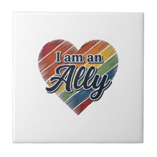 Rainbow Ally Heart Vector Shirt Design_1 Ceramic Tile