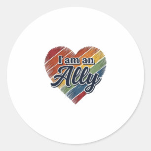 Rainbow Ally Heart Vector Shirt Design_1 Classic Round Sticker