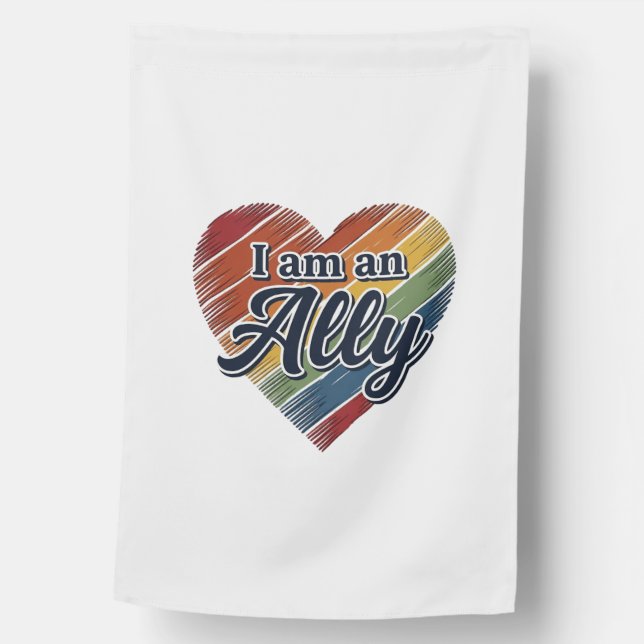 Rainbow Ally Heart Vector Shirt Design_1 House Flag (Front)