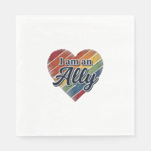 Rainbow Ally Heart Vector Shirt Design_1 Napkins