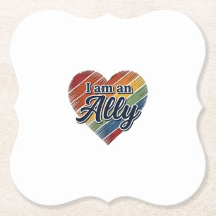 Rainbow Ally Heart Vector Shirt Design_1 Paper Coaster