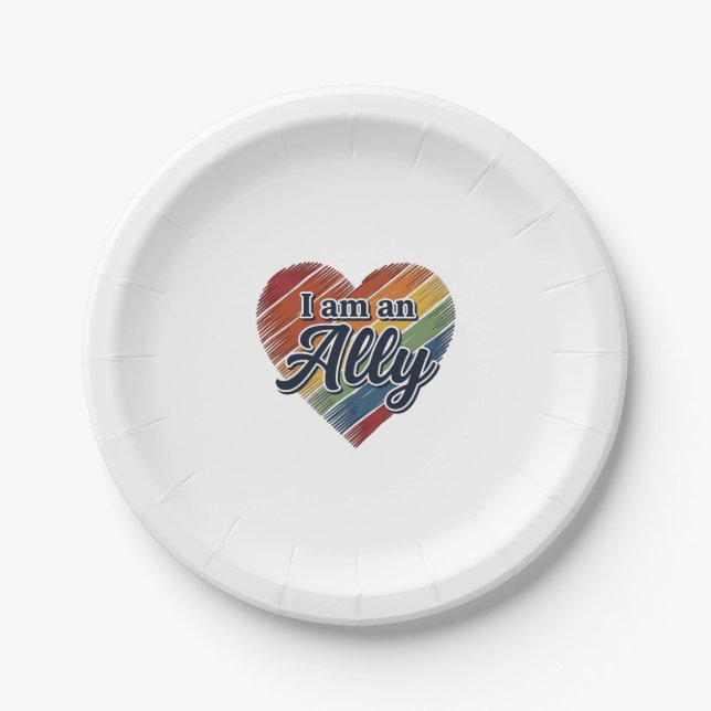 Rainbow Ally Heart Vector Shirt Design_1 Paper Plates (Front)