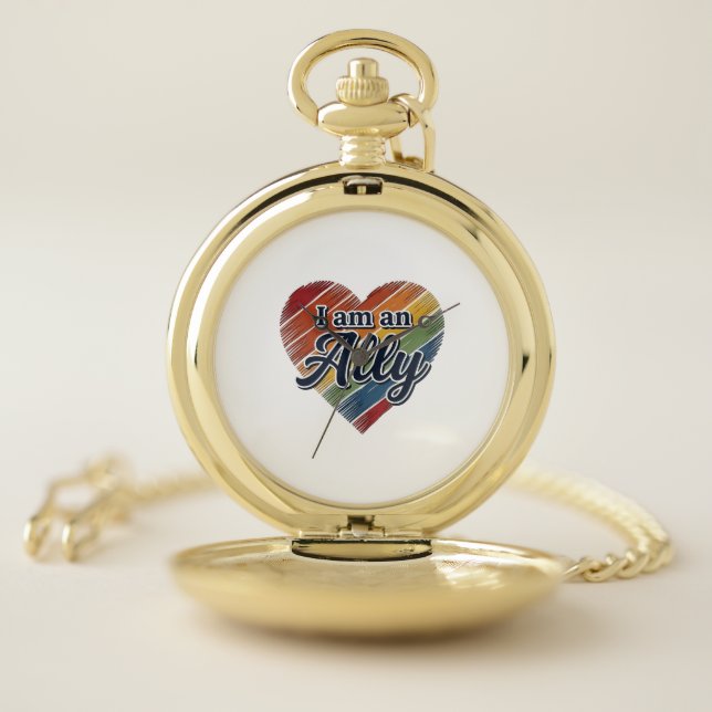 Rainbow Ally Heart Vector Shirt Design_1 Pocket Watch (Inside)