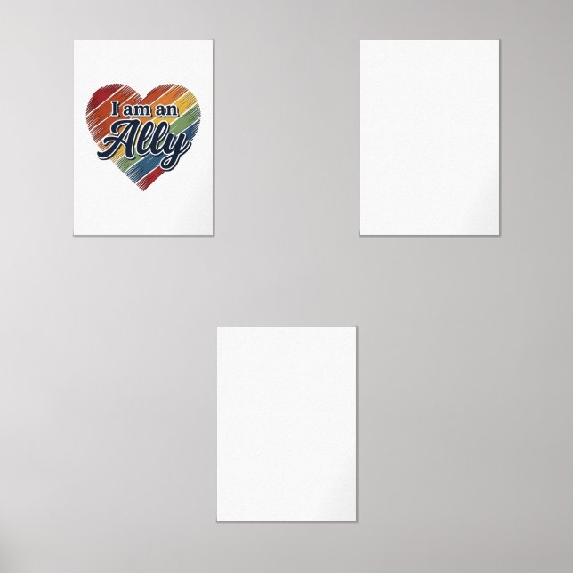 Rainbow Ally Heart Vector Shirt Design_1 Wall Art Sets (Front)